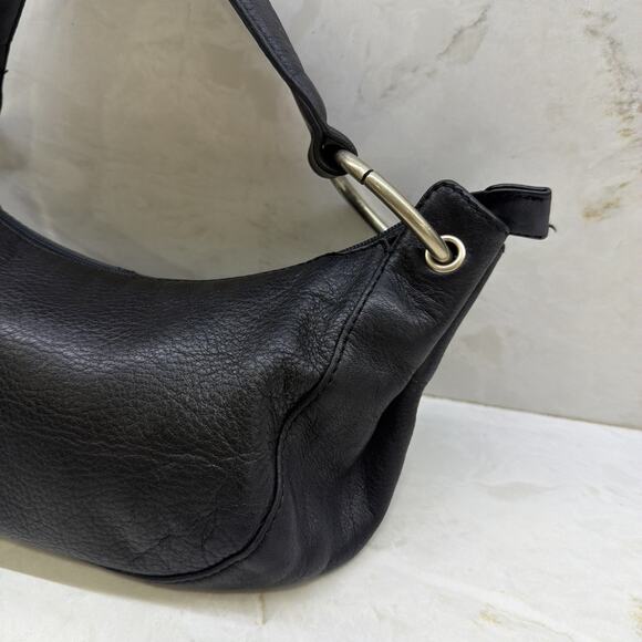 HOBO International Slouchy Black Leather Mini Shoulder Bag Y2k - Picture 4 of 16